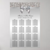 Silver Sequins und Bow Wedding Seating Chart Poster (Vorne)