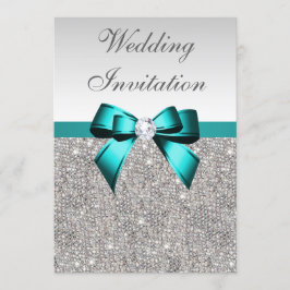 Silver Sequins Vibranding Aquamarine Diamond Bow W Einladung