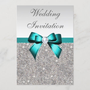 Silver Sequins Vibranding Aquamarine Diamond Bow W Einladung