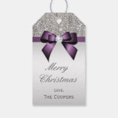 Silver Sequins Violet Diamond Bow Weihnachten Geschenkanhänger (Rückseite)