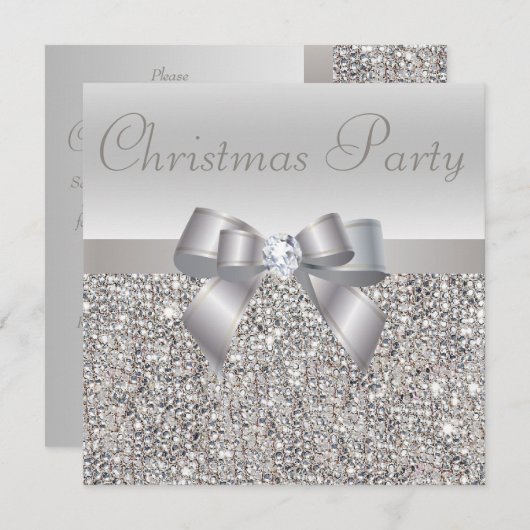 Silver Sequins Weihnachtsgebäck & Diamond Party Pr Einladung (Vorne/Hinten)