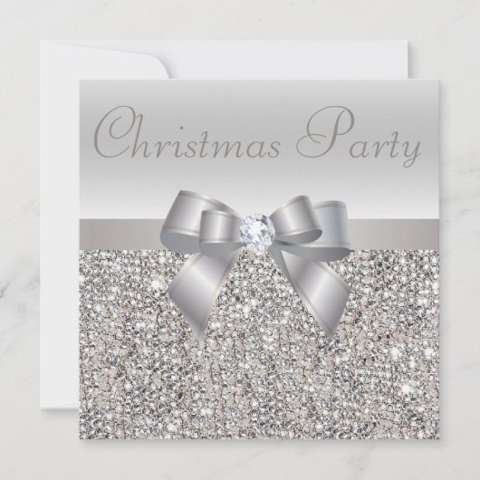 Silver Sequins Weihnachtsgebäck & Diamond Party Pr Einladung (Vorderseite)