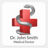 Silver Serpent Snake Quadratischer Aufkleber (Vorderseite)