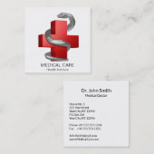 Silver Serpent Snake Rotes Medizinisches Kreuz Sym Quadratische Visitenkarte (Vorne/Hinten)