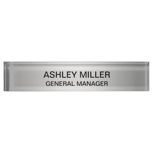 Silver Shades & Black Text Desk Name Plate Namensplakette (Vorderseite)