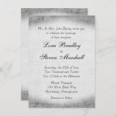 Silver Sheet Music Theme Wedding Einladung (Vorne/Hinten)