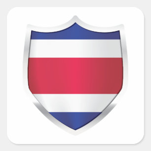 Silver Shield Flag Costa Rica Quadratischer Aufkleber
