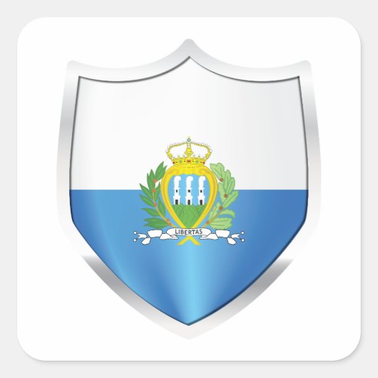 Silver Shield Flag San Marino Quadratischer Aufkleber (Vorderseite)