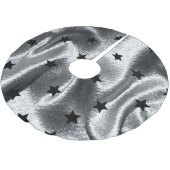 Silver Shimmer Black Star Elegant Minimal Moderne Polyester Weihnachtsbaumdecke (Schrägansicht)