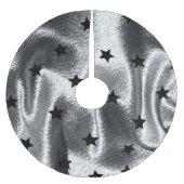Silver Shimmer Black Star Elegant Minimal Moderne Polyester Weihnachtsbaumdecke (Vorderseite)