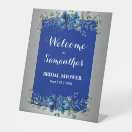 Silver Shimmer: Blaues Brautparty Sockelschild