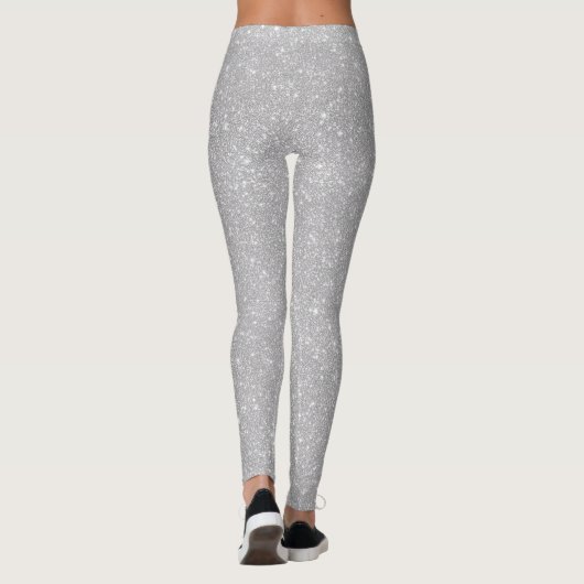 Silver Shimmer Dust Pattern – Elegant Metallic  Leggings (Rückseite)