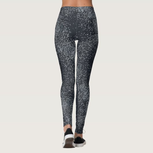 Silver Shimmer Dust Pattern – Elegant Metallic  Leggings (Rückseite)