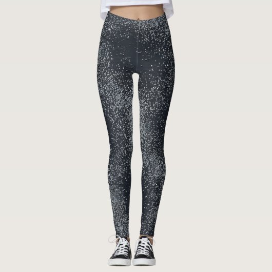 Silver Shimmer Dust Pattern – Elegant Metallic  Leggings (Vorderseite)