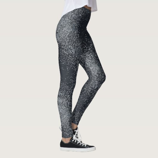 Silver Shimmer Dust Pattern – Elegant Metallic  Leggings (Rechts)