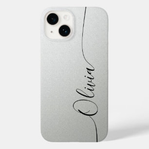 Silver Shimmer Eleganter Calligrafy Script Name Case-Mate iPhone 14 Hülle