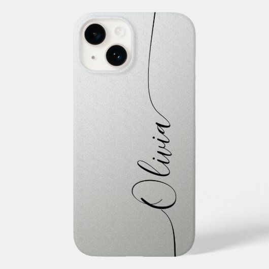 Silver Shimmer Eleganter Calligrafy Script Name Case-Mate iPhone Hülle (Rückseite)