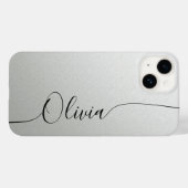 Silver Shimmer Eleganter Calligrafy Script Name Case-Mate iPhone Hülle (Rückseite (Horizontal))