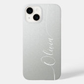 Silver Shimmer Eleganter Calligrafy Script Name Case-Mate iPhone Hülle (Rückseite)