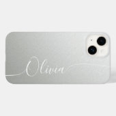 Silver Shimmer Eleganter Calligrafy Script Name Case-Mate iPhone Hülle (Rückseite (Horizontal))
