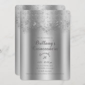 Silver Shimmer Flutter Butterfly Quinceañera Party Einladung (Vorne/Hinten)