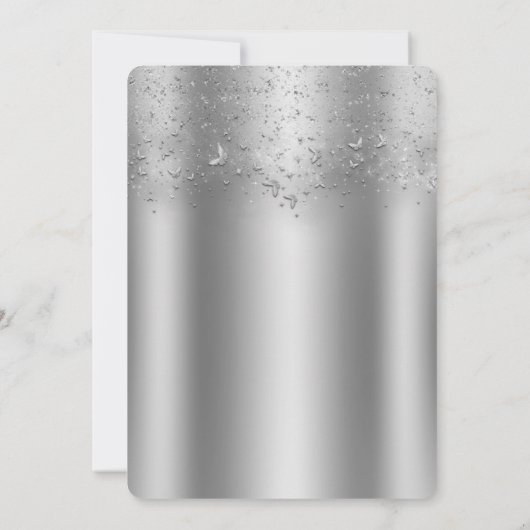 Silver Shimmer Flutter Schmetterling Sweet 16 Part Einladung (Rückseite)