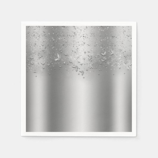 Silver Shimmer Flutter Schmetterling Sweet 16 Part Serviette (Vorderseite)
