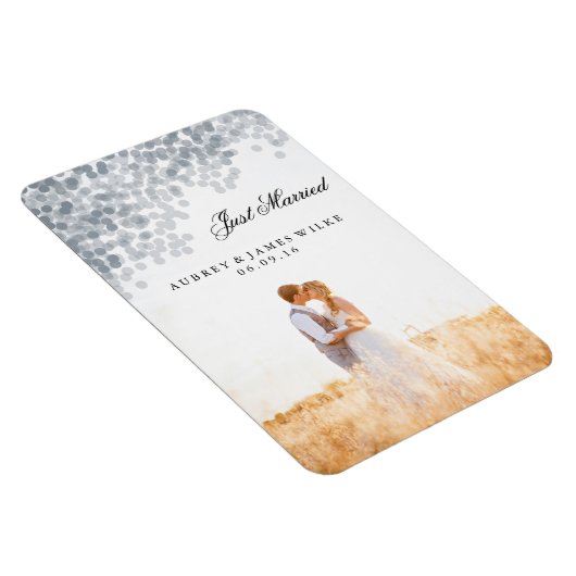 Silver Shimmer Light Dusche Heiratsankündigung Magnet (Rechte Seite)