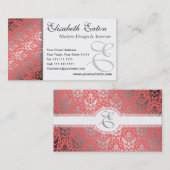 Silver Shimmer Peach Damask Elegante Frau Visitenkarte (Vorne/Hinten)