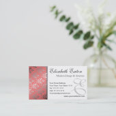 Silver Shimmer Peach Damask Elegante Frau Visitenkarte (Stehend Vorderseite)