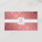 Silver Shimmer Peach Damask Elegante Frau Visitenkarte (Rückseite)