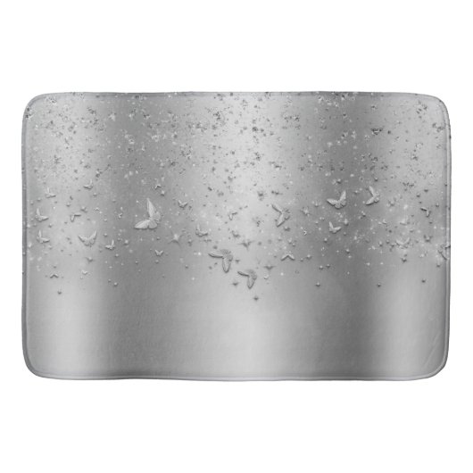 Silver Shimmer Sparkeller Flutter Butterfly Badematte (Vorderseite)