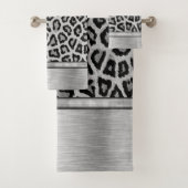 Silver Shimmery Leopard Print Bath Handtuch Set (Insitu)