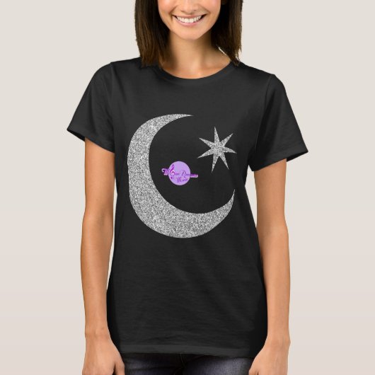 Silver Shimmery Moon & Star T-Shirt (Vorderseite)