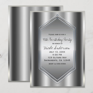 Silver Shine Glamour Chic Geburtstagsparty Einladung