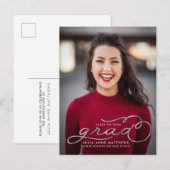 Silver Shine Script Foto Abschluss Postcard Einladungspostkarte (Vorne/Hinten)