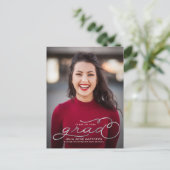 Silver Shine Script Foto Abschluss Postcard Einladungspostkarte (Stehend Vorderseite)