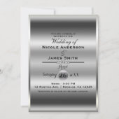 Silver Shine Shiny Metallic Elegante Hochzeit Einladung (Vorderseite)