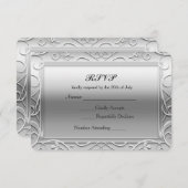 Silver Shiny Elegant Glamour Wedding RSVP Card (Vorne/Hinten)
