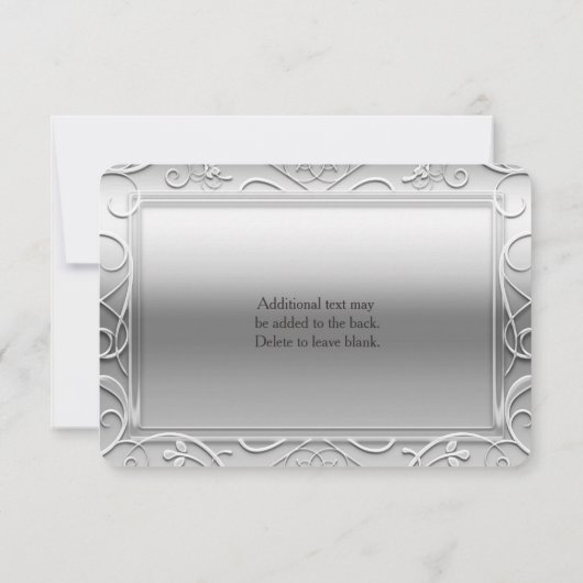 Silver Shiny Elegant Glamour Wedding RSVP Card (Rückseite)