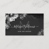 Silver Shiny Flowers Black Visitenkarte (Vorderseite)