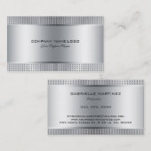Silver Shiny Metallic Design Stainless Steel Look Visitenkarte (Vorne/Hinten)
