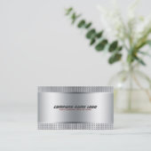 Silver Shiny Metallic Design Stainless Steel Look Visitenkarte (Stehend Vorderseite)