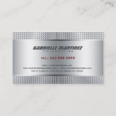Silver Shiny Metallic Design Stainless Steel Look Visitenkarte (Rückseite)