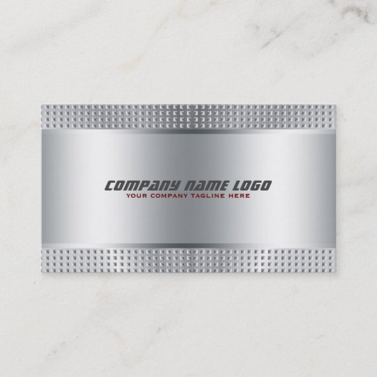 Silver Shiny Metallic Design Stainless Steel Look Visitenkarte (Vorderseite)