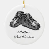 Silver Shoes Baby Birth First Christmas Keepake O Keramikornament (Hinten)
