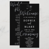 Silver Shooting Stars Black Wedding Programm (Vorne/Hinten)