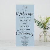 Silver Shooting Stars Blue Gray Wedding Program (Stehend Vorderseite)