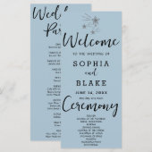 Silver Shooting Stars Blue Gray Wedding Program (Vorne/Hinten)