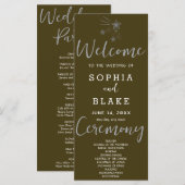 Silver Shooting Stars Brown Wedding Program (Vorne/Hinten)